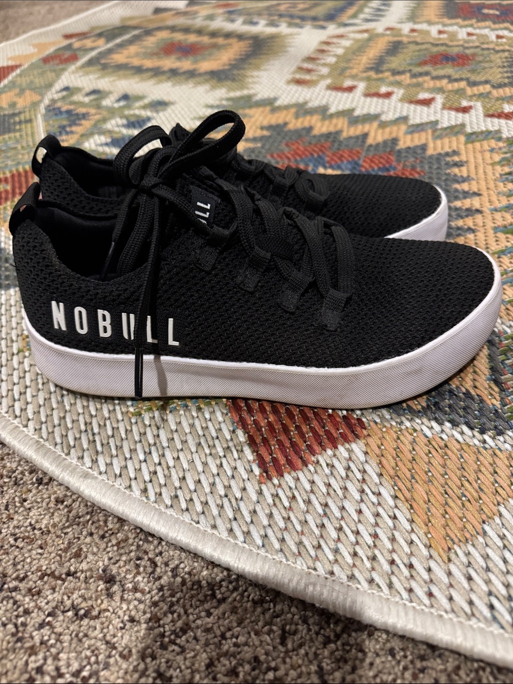 NOBULL Black Knit Lace-Up Sneakers with White Platform